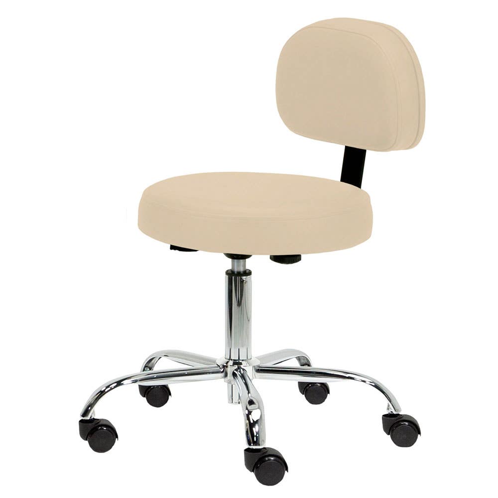 EarthLite® Rolling Stool with Back Chrome Base
