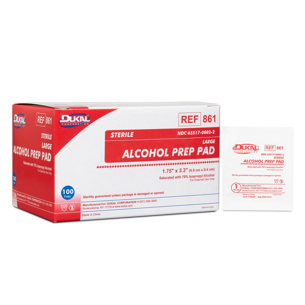 Dukal™SterileAlcoholPrepPadsLarge100/Box