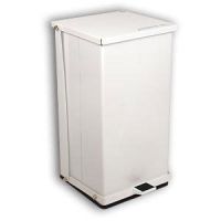 Detecto White Epoxy Steel Step-On Can, 48qt.