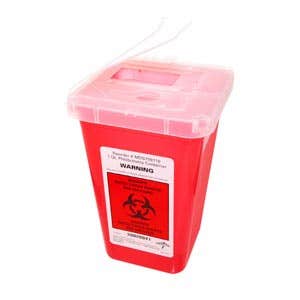 Lock-UpSharpsContainerwithLockingTopFlap-Red,1Quart