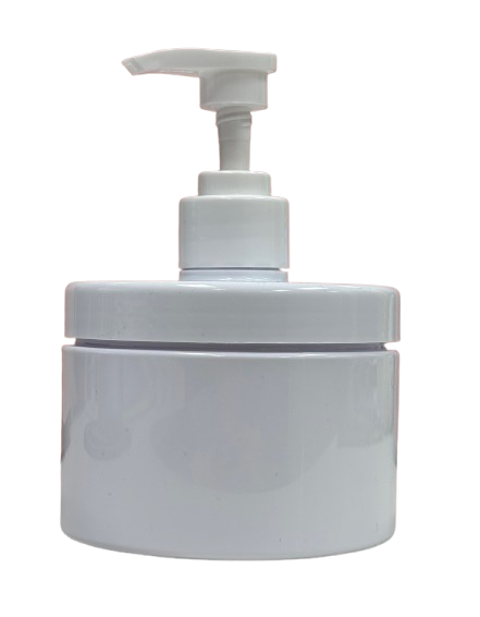 10ozEmptyRoundWhitePlasticJarPumpLidContainer